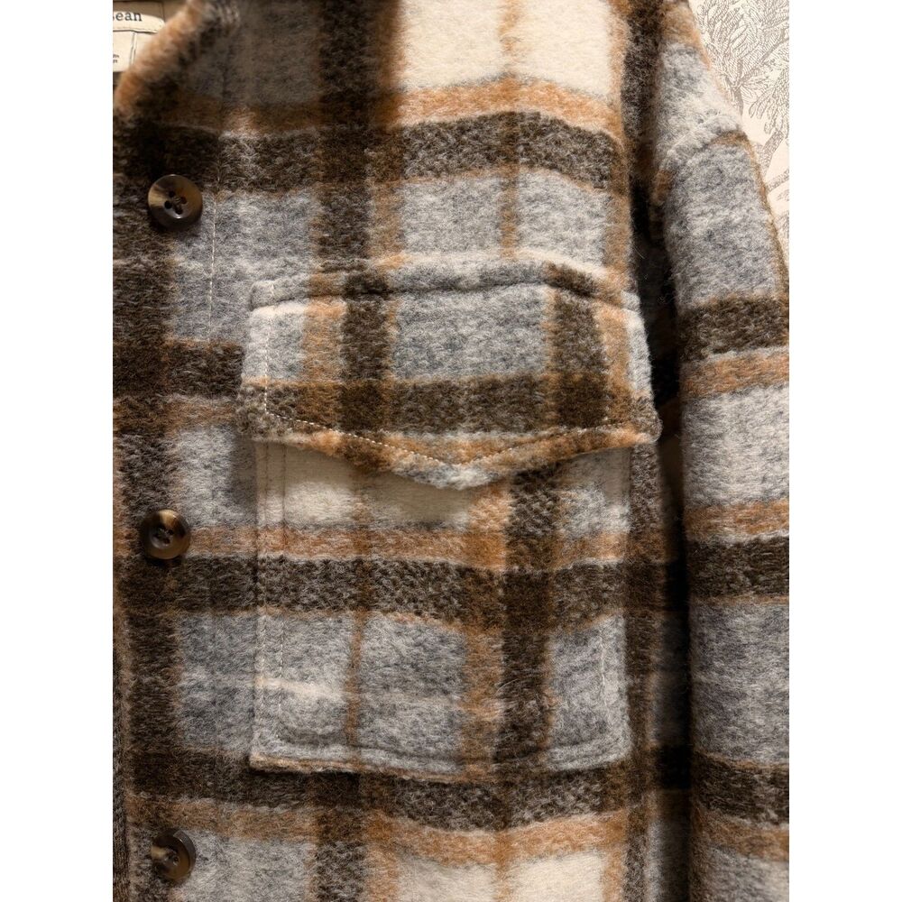 L.L.Bean Neutral Plaid Fleece Shirt Jacket / Shacket – Size M - Picture 6 of 6